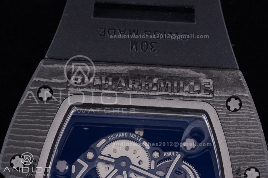 RM055 NTPT/Ti APSF 1:1 Best Edition White Inner Bezel Black Crown on Rubber Strap RMUL2 Super Clone