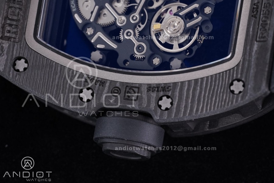 RM055 NTPT/Ti APSF 1:1 Best Edition White Inner Bezel Black Crown on Rubber Strap RMUL2 Super Clone