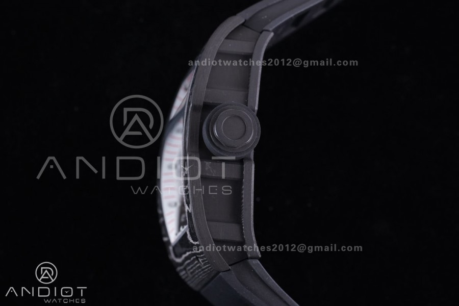 RM055 NTPT/Ti APSF 1:1 Best Edition White Inner Bezel Black Crown on Rubber Strap RMUL2 Super Clone