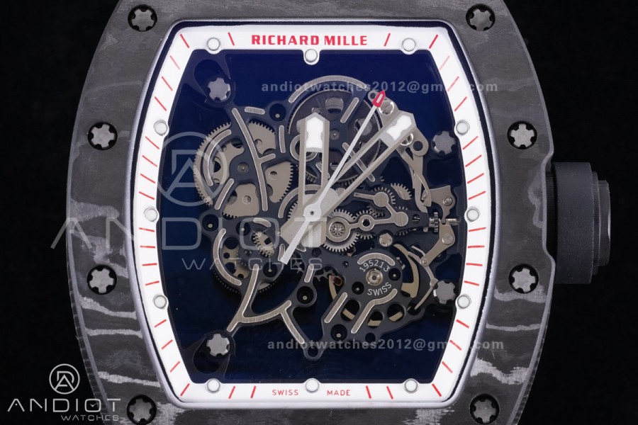 RM055 NTPT/Ti APSF 1:1 Best Edition White Inner Bezel Black Crown on Rubber Strap RMUL2 Super Clone