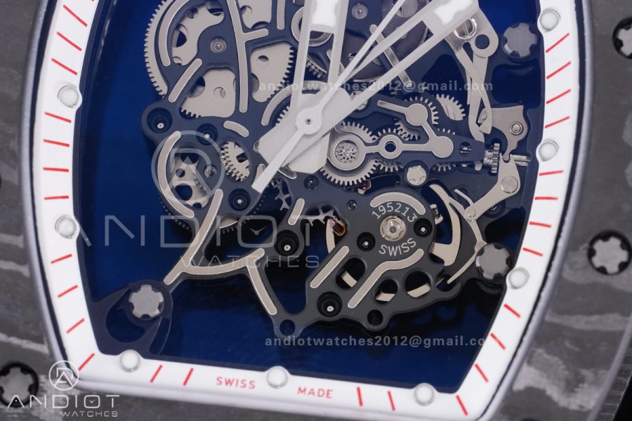 RM055 NTPT/Ti APSF 1:1 Best Edition White Inner Bezel Black Crown on Rubber Strap RMUL2 Super Clone