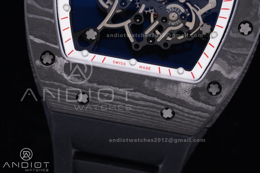 RM055 NTPT/Ti APSF 1:1 Best Edition White Inner Bezel Black Crown on Rubber Strap RMUL2 Super Clone