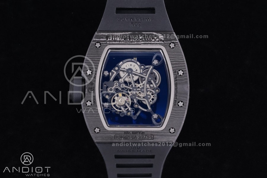 RM055 NTPT/Ti APSF 1:1 Best Edition White Inner Bezel Black Crown on Rubber Strap RMUL2 Super Clone