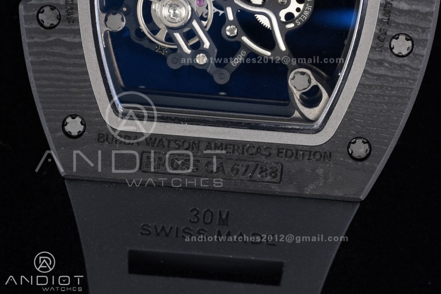 RM055 NTPT/Ti APSF 1:1 Best Edition White Inner Bezel Black Crown on Rubber Strap RMUL2 Super Clone