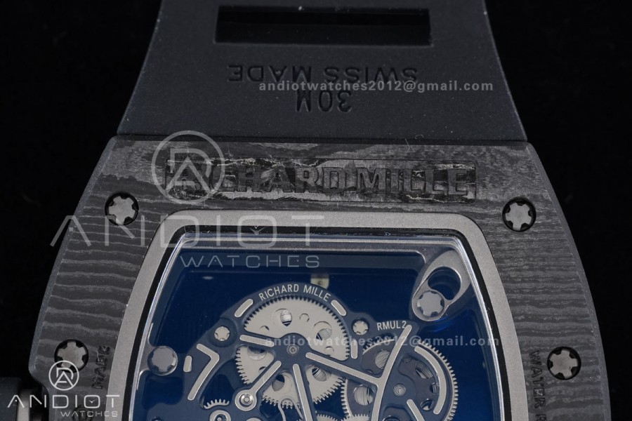 RM055 NTPT/Ti APSF 1:1 Best Edition White Inner Bezel Black Crown on Rubber Strap RMUL2 Super Clone