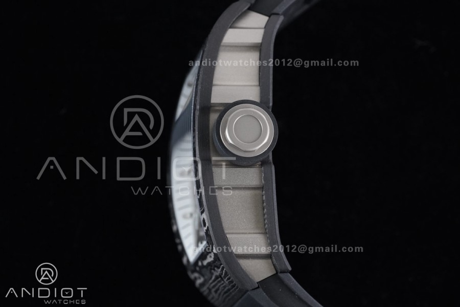 RM055 NTPT/Ti APSF 1:1 Best Edition White Inner Bezel Black Crown on Rubber Strap RMUL2 Super Clone