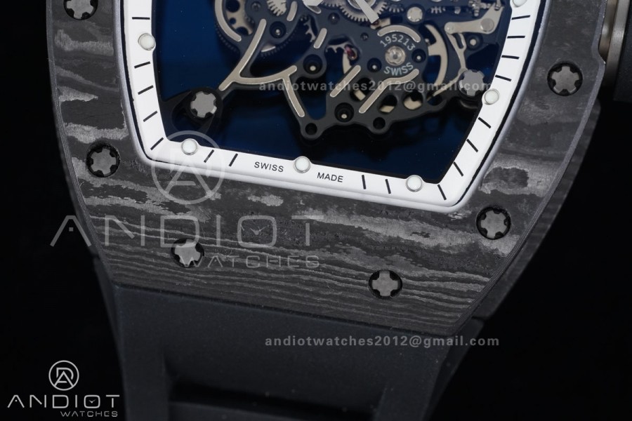 RM055 NTPT/Ti APSF 1:1 Best Edition White Inner Bezel Black Crown on Rubber Strap RMUL2 Super Clone