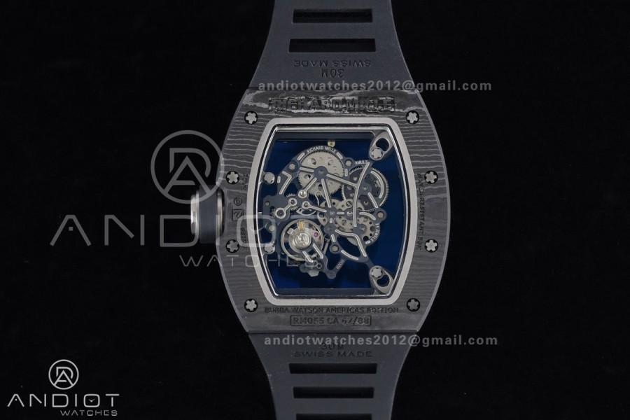 RM055 NTPT/Ti APSF 1:1 Best Edition White Inner Bezel Black Crown on Rubber Strap RMUL2 Super Clone