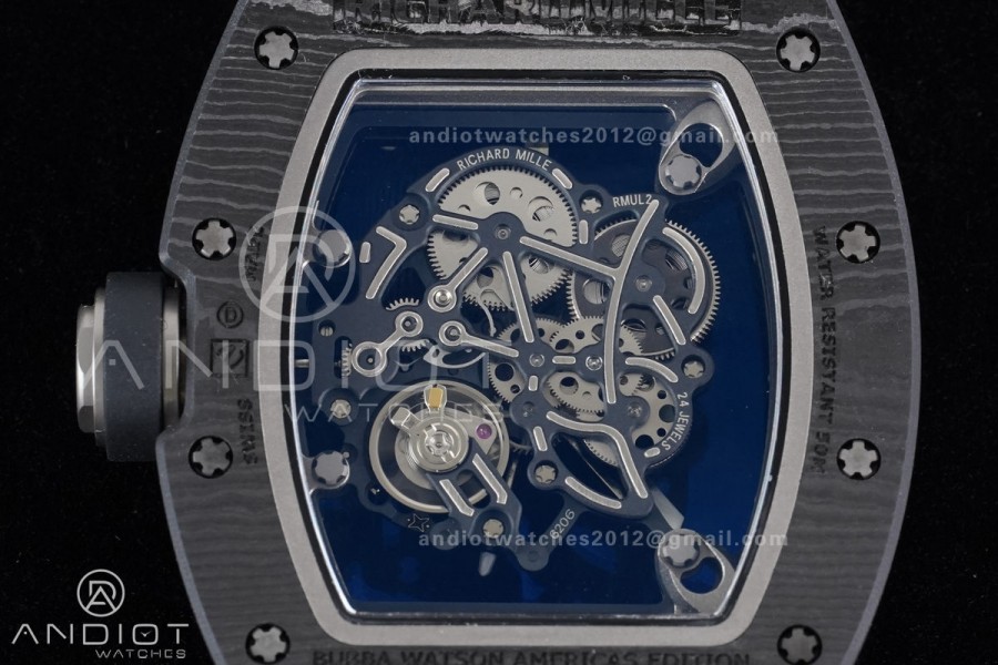RM055 NTPT/Ti APSF 1:1 Best Edition White Inner Bezel Black Crown on Rubber Strap RMUL2 Super Clone