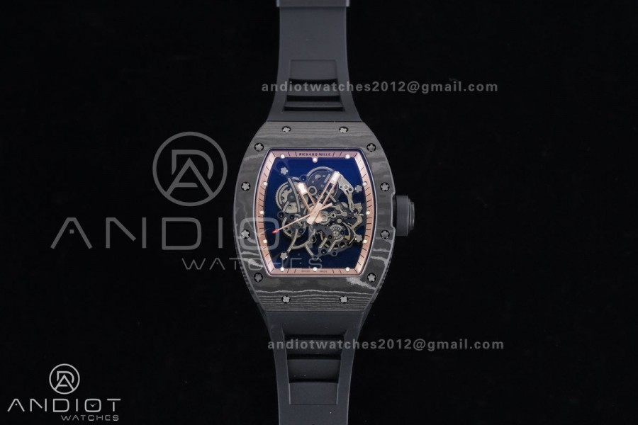 RM055 NTPT APSF 1:1 Best Edition RG Inner Bezel Black Crown On Black Rubber Strap RMUL2 Super Clone