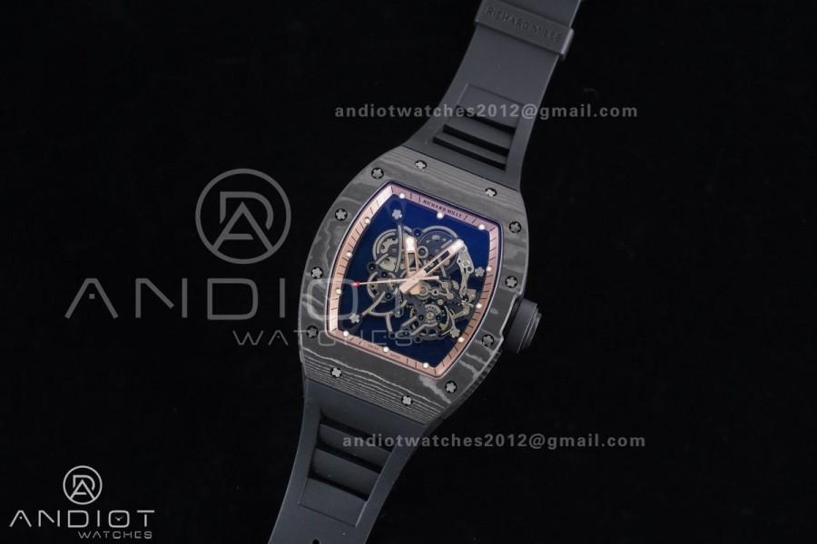 RM055 NTPT APSF 1:1 Best Edition RG Inner Bezel Black Crown On Black Rubber Strap RMUL2 Super Clone