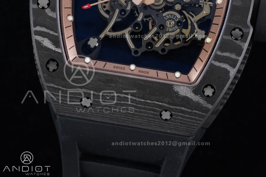 RM055 NTPT APSF 1:1 Best Edition RG Inner Bezel Black Crown On Black Rubber Strap RMUL2 Super Clone