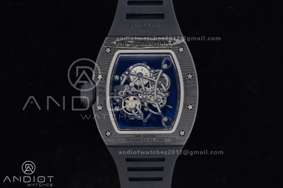 RM055 NTPT APSF 1:1 Best Edition RG Inner Bezel Black Crown On Black Rubber Strap RMUL2 Super Clone