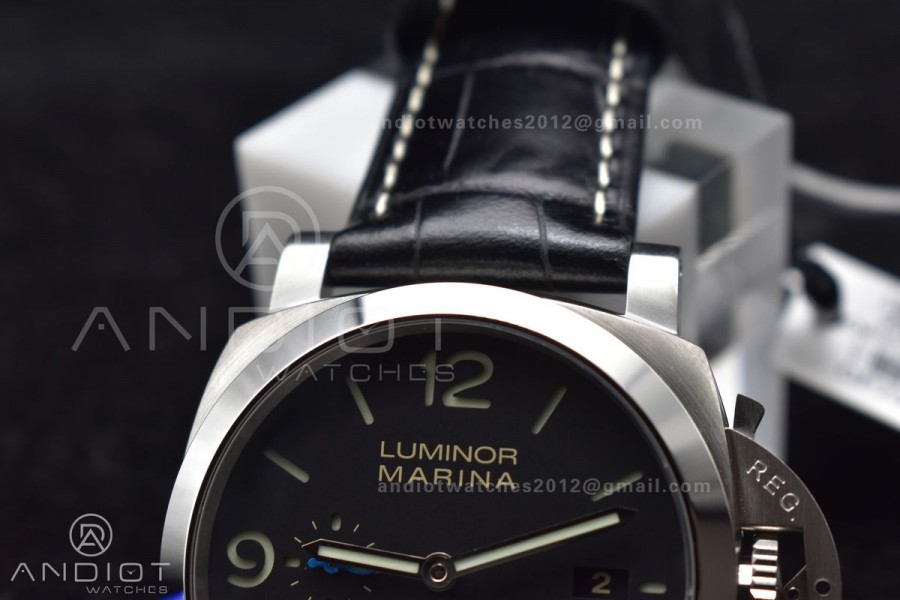 PAM1312  VSF 1:1 Best Edition Black Dial on Black Leather Strap P.9010 