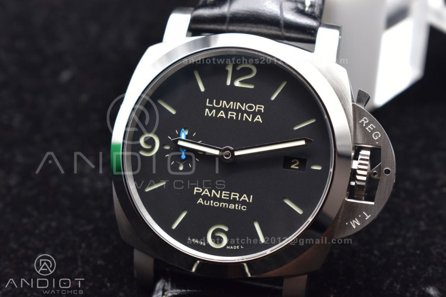 PAM1312  VSF 1:1 Best Edition Black Dial on Black Leather Strap P.9010 