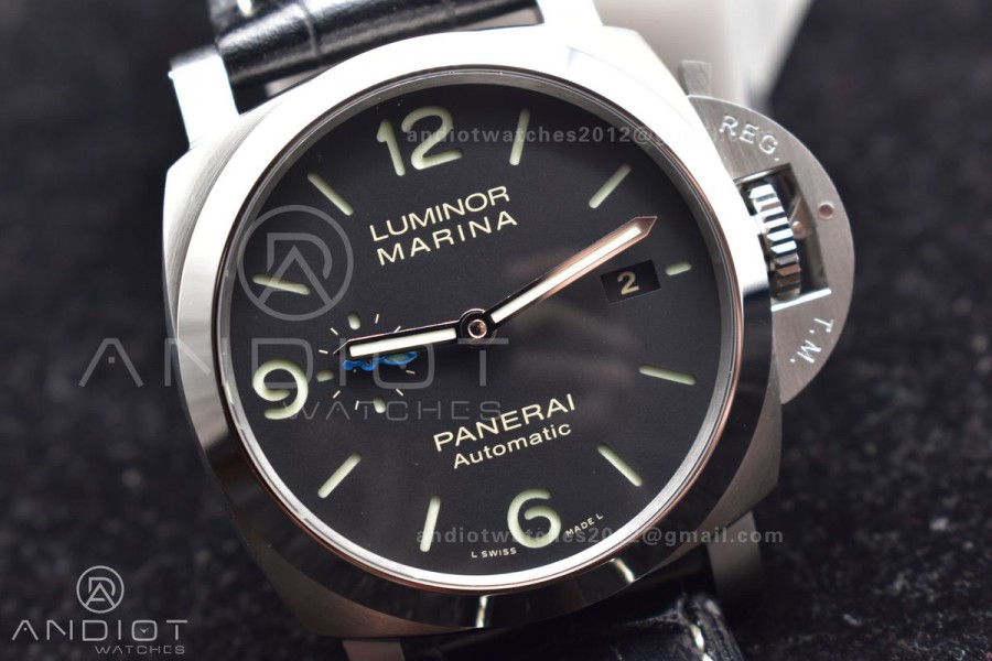 PAM1312  VSF 1:1 Best Edition Black Dial on Black Leather Strap P.9010 
