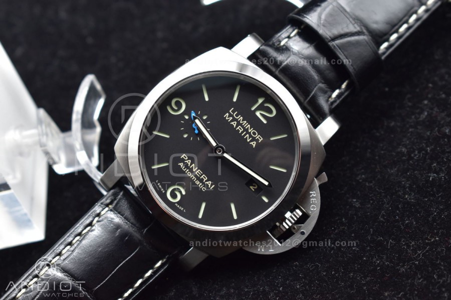 PAM1312  VSF 1:1 Best Edition Black Dial on Black Leather Strap P.9010 