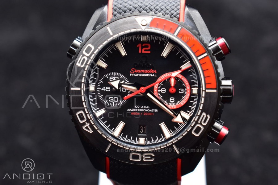 OM Factory Best Edition Omega Planet Ocean Chronograph with Functional 3:00 Subdial Counter Volvo Ocean 2017/2018 Race Deep Black Edition