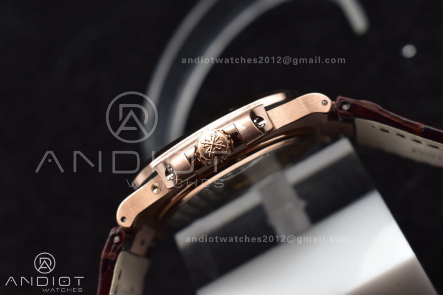 Nautilus 5712 SS/RG GRF Best Edition Gray Dial on Brown Croco Strap A23J