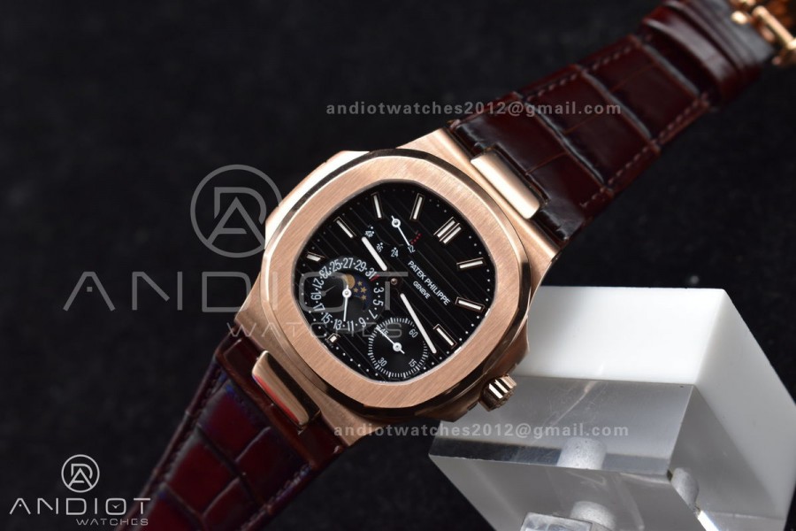 Nautilus 5712 SS/RG GRF Best Edition Gray Dial on Brown Croco Strap A23J