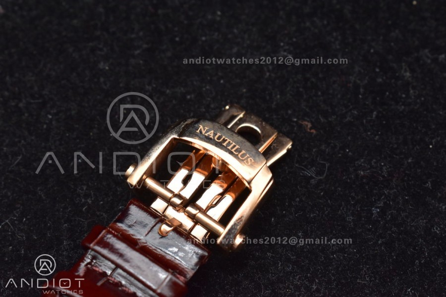 Nautilus 5712 SS/RG GRF Best Edition Gray Dial on Brown Croco Strap A23J