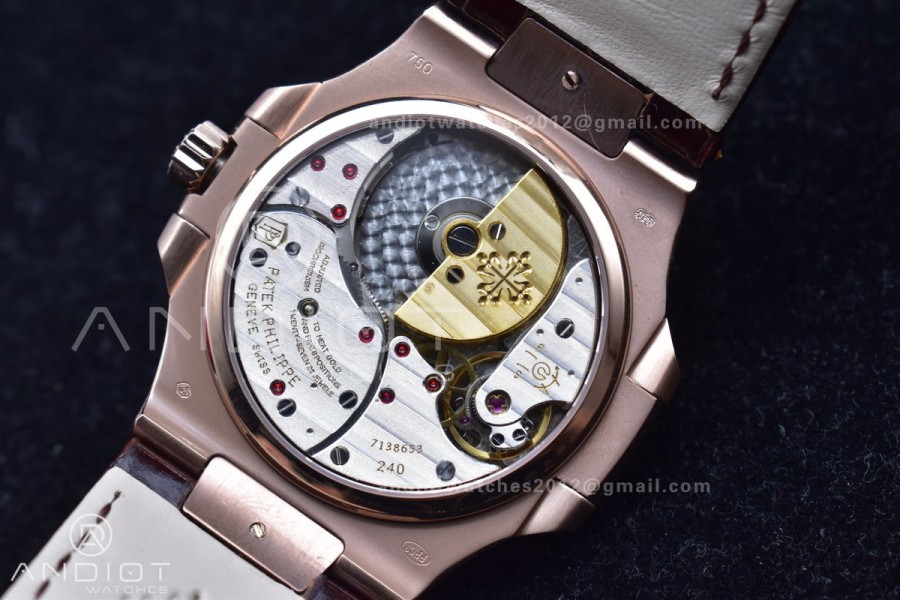 Nautilus 5712 SS/RG GRF Best Edition Gray Dial on Brown Croco Strap A23J
