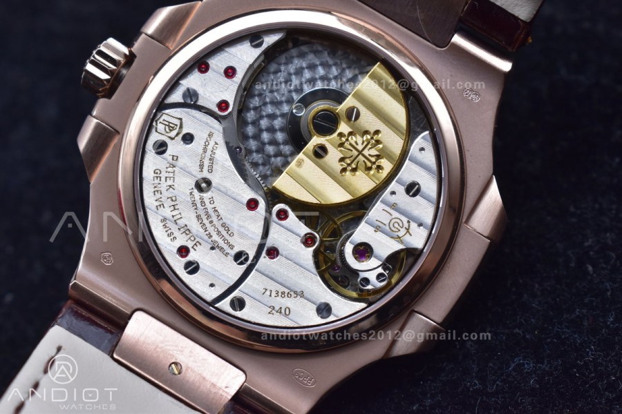 Nautilus 5712 SS/RG GRF Best Edition Gray Dial on Brown Croco Strap A23J