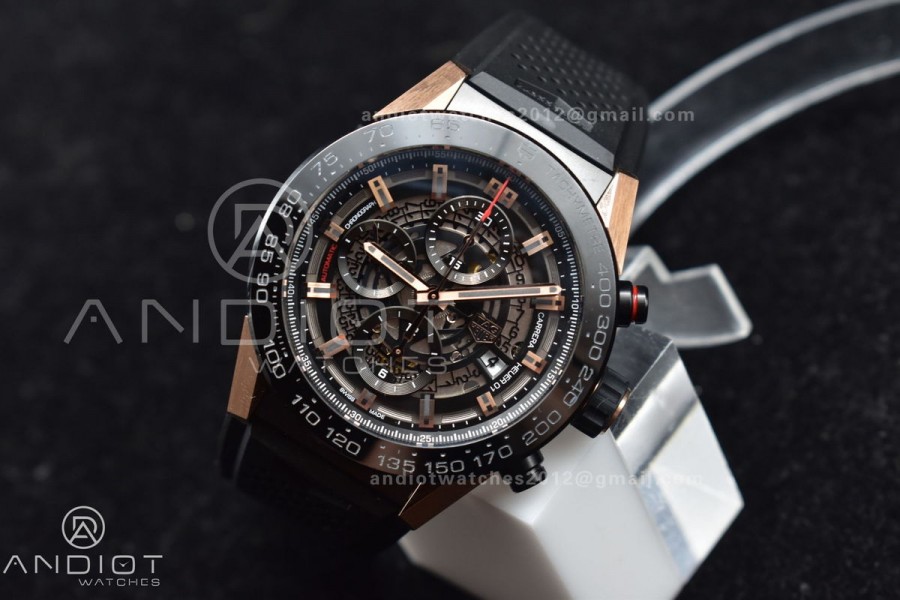 Carrera Cal. HEUER 01 45mm RG/RU Blk XF A1887