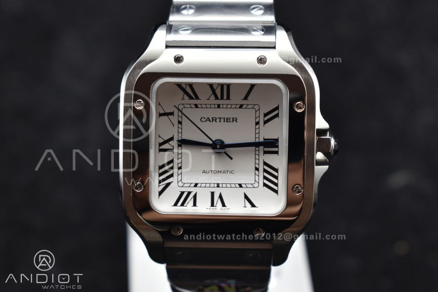 Santos de Cartier 35mm SS BVF 1:1 Best Edition White Dial on SS SmartLinks Bracelet MIYOTA 9015 V2