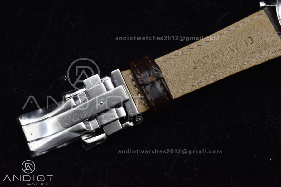 Grand Seiko Elegance Automatic SS GSF 1:1 Best Edition Cream Dial on Brown Leather Strap NH34