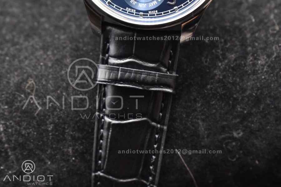 Portugieser Perpetual Calendar SS 5033 APSF 1:1 Best Edition Blue Dial on Black Leather Strap A52610 Clone