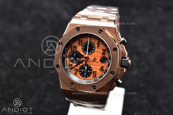 Royal Oak Offshore 42mm SS APF 1:1 Best Edition Orange Dial Rose Gold on Stainless A7750