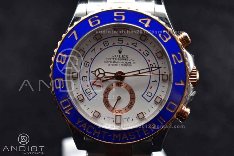 YachtMaster II 116681 SS/RG KF 1:1 Best Edition White Dial on SS/RG Bracelet A7750