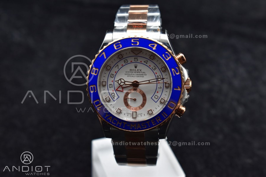 YachtMaster II 116681 SS/RG KF 1:1 Best Edition White Dial on SS/RG Bracelet A7750