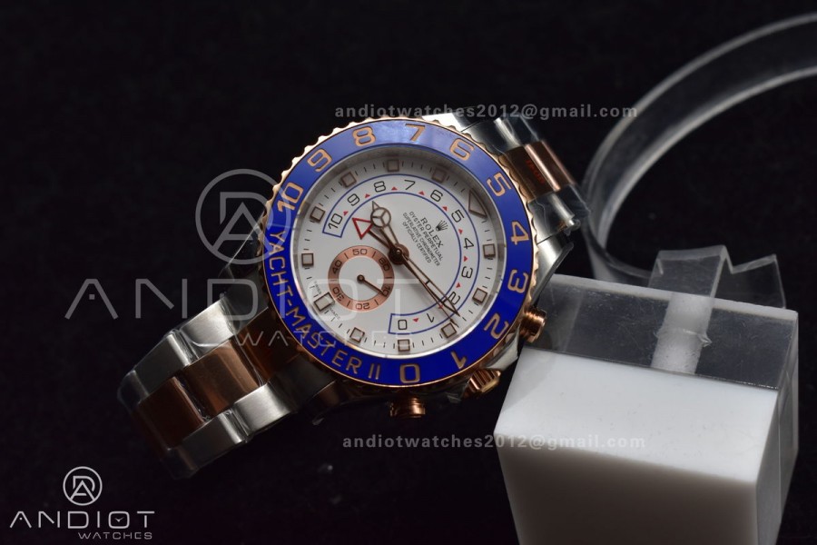 YachtMaster II 116681 SS/RG KF 1:1 Best Edition White Dial on SS/RG Bracelet A7750