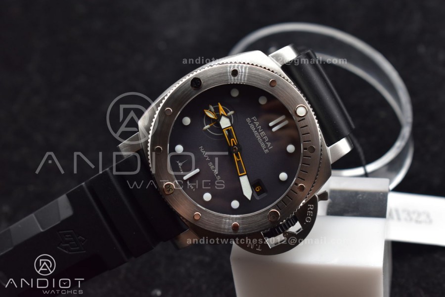 PAM1323 VSF 1:1 Best Edition Grey Dial On Black Rubber Strap P900