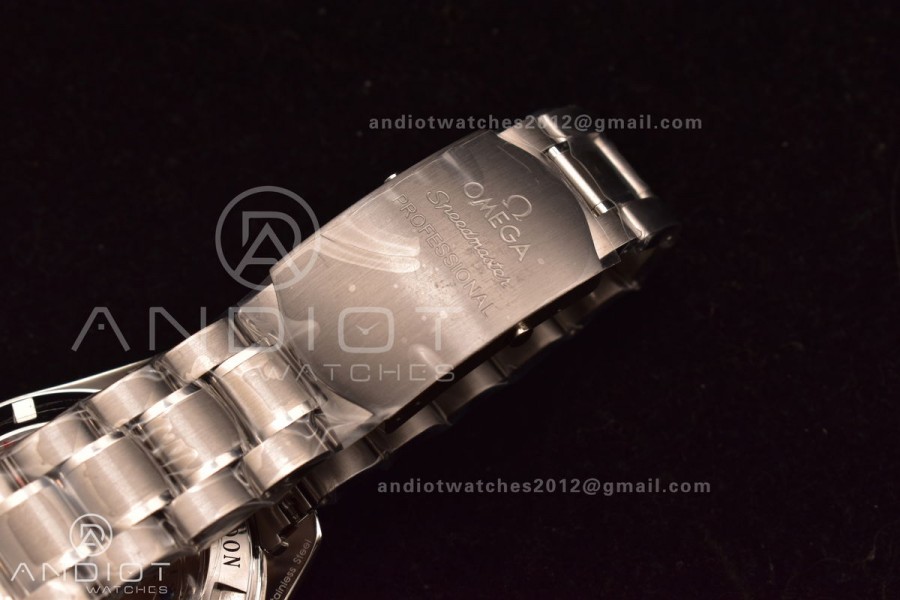 Speedmaster MoonWatch OMF SS Sapphire Crystal Black Dial on SS Bracelet Manual Winding Chrono Movement with Transparent Back