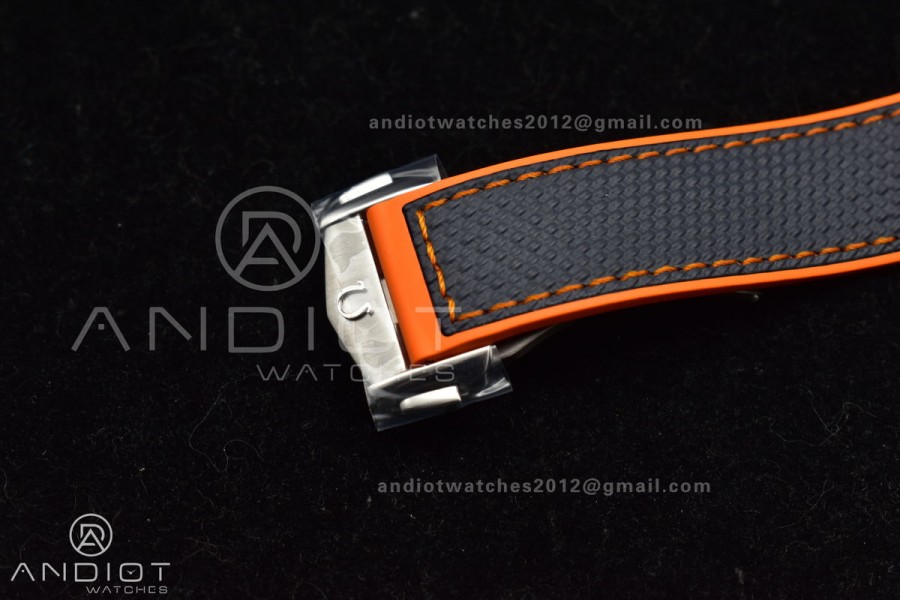 Planet Ocean 43.5mm SS VSF 1:1 Best Edition Black/Orange Bezel Gray Dial on Nylon Strap A8900 Super Clone V2