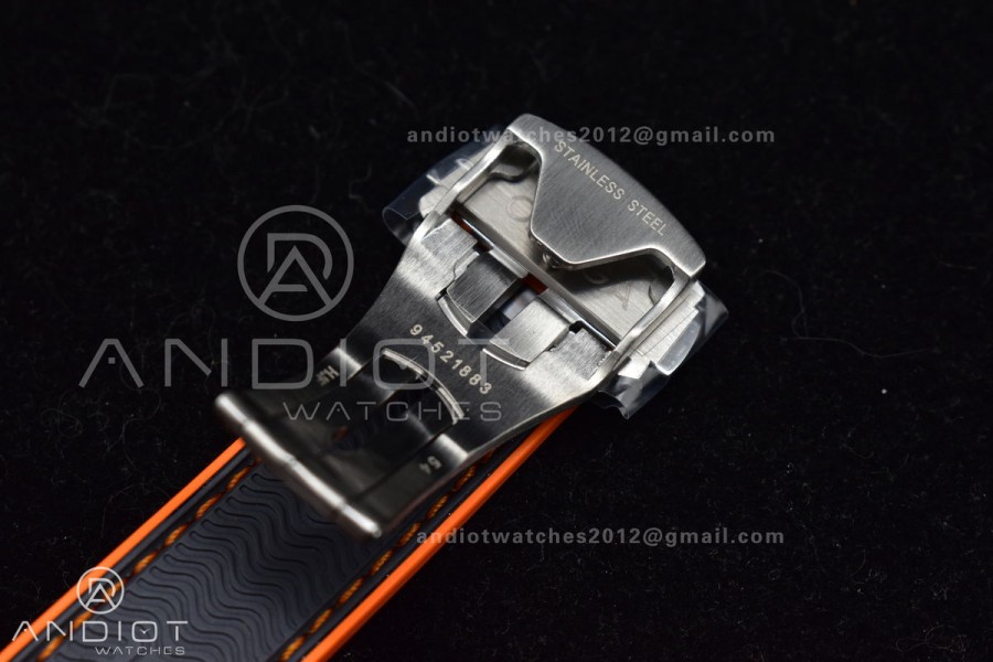Planet Ocean 43.5mm SS VSF 1:1 Best Edition Black/Orange Bezel Gray Dial on Nylon Strap A8900 Super Clone V2