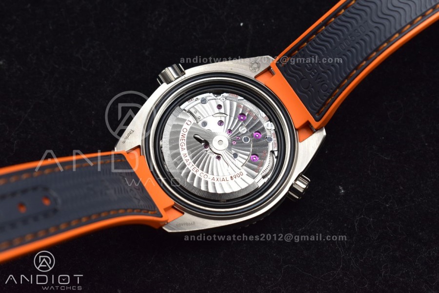 Planet Ocean 43.5mm SS VSF 1:1 Best Edition Black/Orange Bezel Gray Dial on Nylon Strap A8900 Super Clone V2