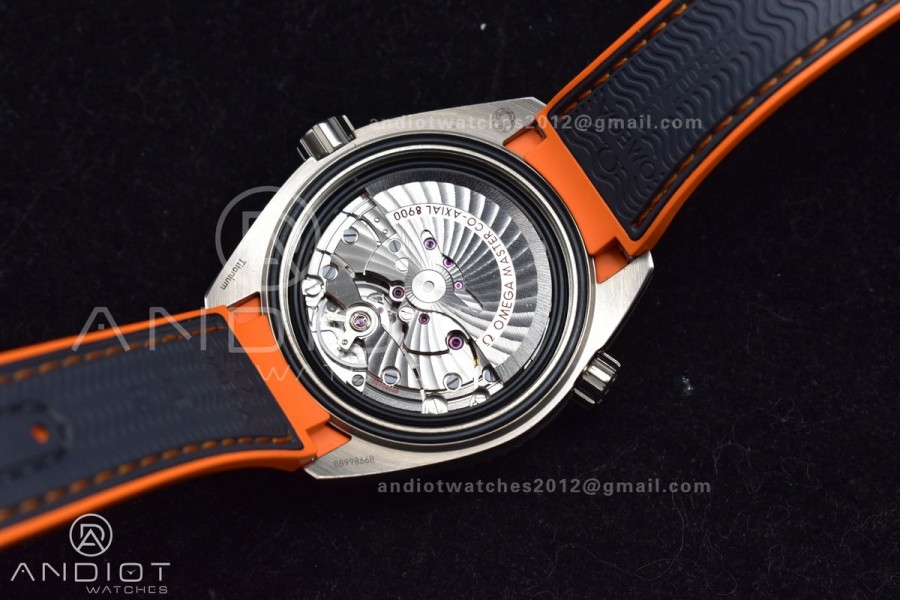 Planet Ocean 43.5mm SS VSF 1:1 Best Edition Black/Orange Bezel Gray Dial on Nylon Strap A8900 Super Clone V2