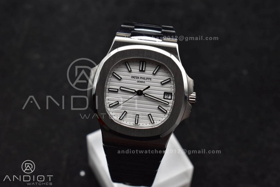 Nautilus 5711/1A 3KF 1:1 Best Edition White Textured Dial on SS Bracelet A324 Super Clone V2