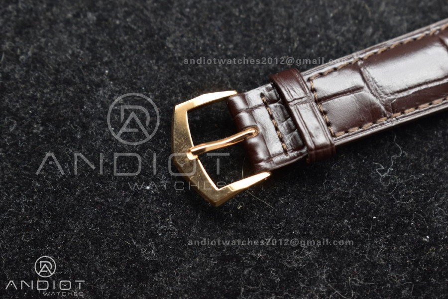 Calatrava 5227R SS 3KF 1:1 Best Edition White Dial on Brown Leather Strap A324 Super Clone V2