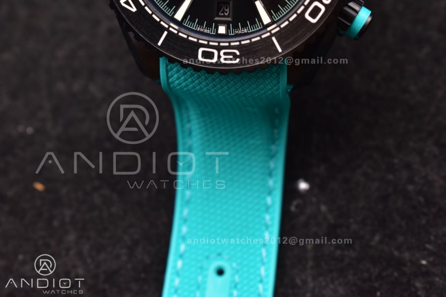 Planet Ocean Master Chrono Deep Black Ceramic M+SF 1:1 Best Edition Black Dial on Blue Rubber Strap A9900