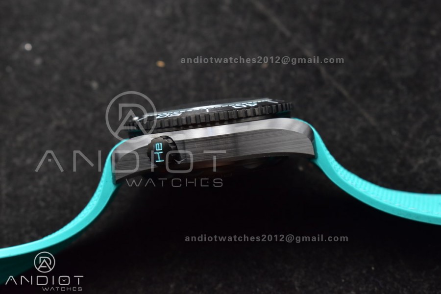 Planet Ocean Master Chrono Deep Black Ceramic M+SF 1:1 Best Edition Black Dial on Blue Rubber Strap A9900