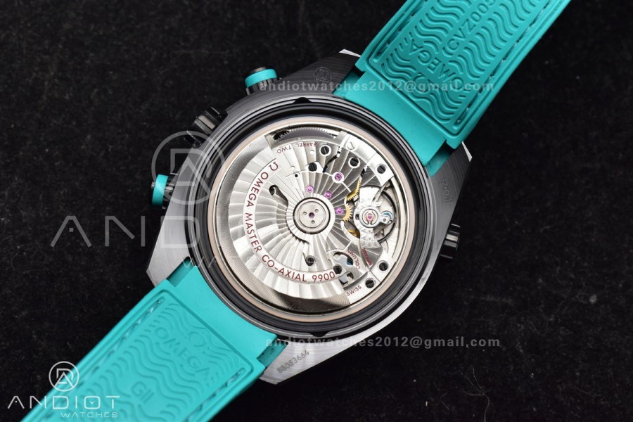 Planet Ocean Master Chrono Deep Black Ceramic M+SF 1:1 Best Edition Black Dial on Blue Rubber Strap A9900
