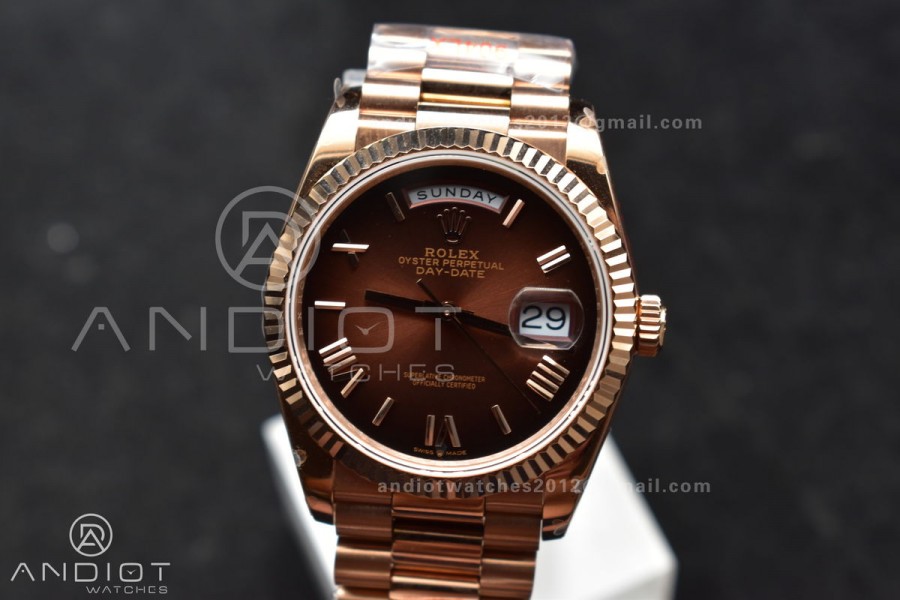 DayDate 36 RG QF Best Edition 904L Steel Brown Dial on RG President Bracelet vr3255 V5 (Gain Weight)