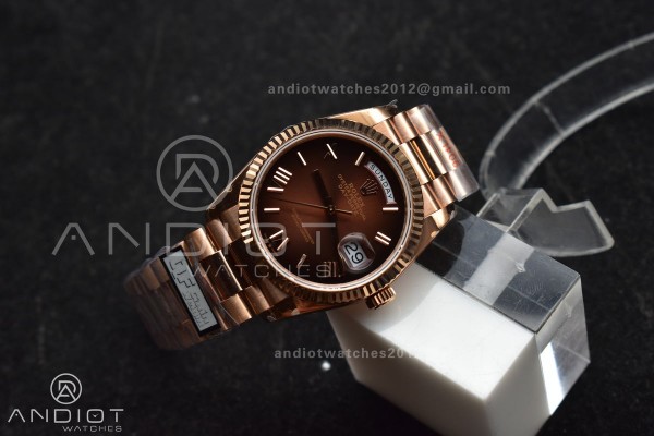 DayDate 36 RG QF Best Edition 904L Steel Brown Dia...