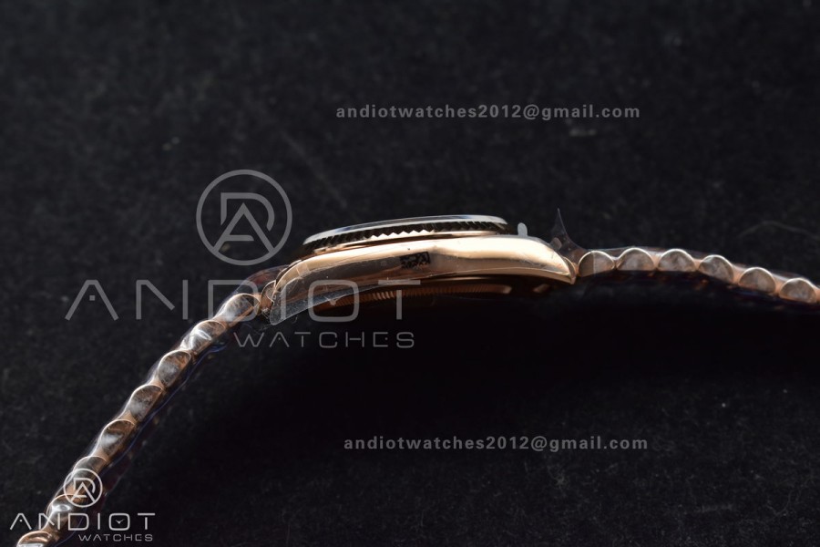 DayDate 36 RG QF Best Edition 904L Steel Brown Diamond Dial on President Bracelet vr3255 V5 (Gain Weight)