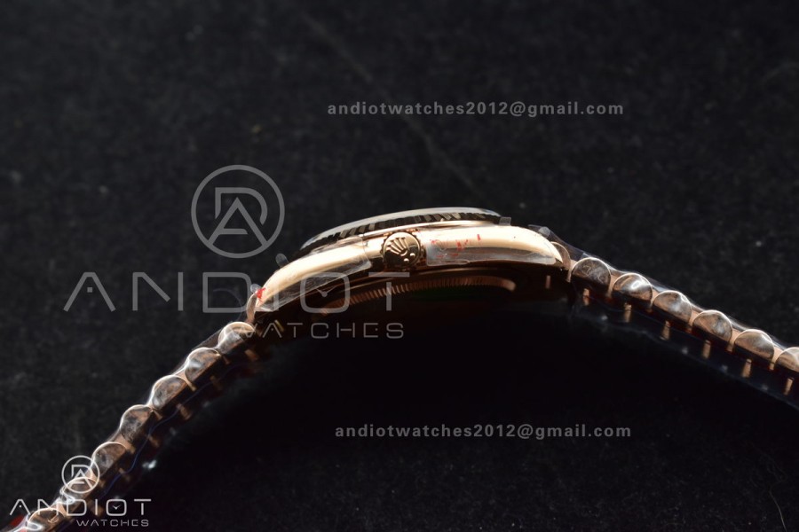 DayDate 36 RG QF Best Edition 904L Steel Brown Diamond Dial on President Bracelet vr3255 V5 (Gain Weight)